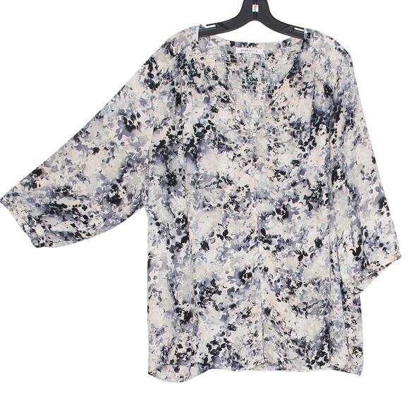 Rose + Olive Top 3/4 Sleeve Cottage Romantic Academia Coastal Boho Button Up 2X - Picture 1 of 6